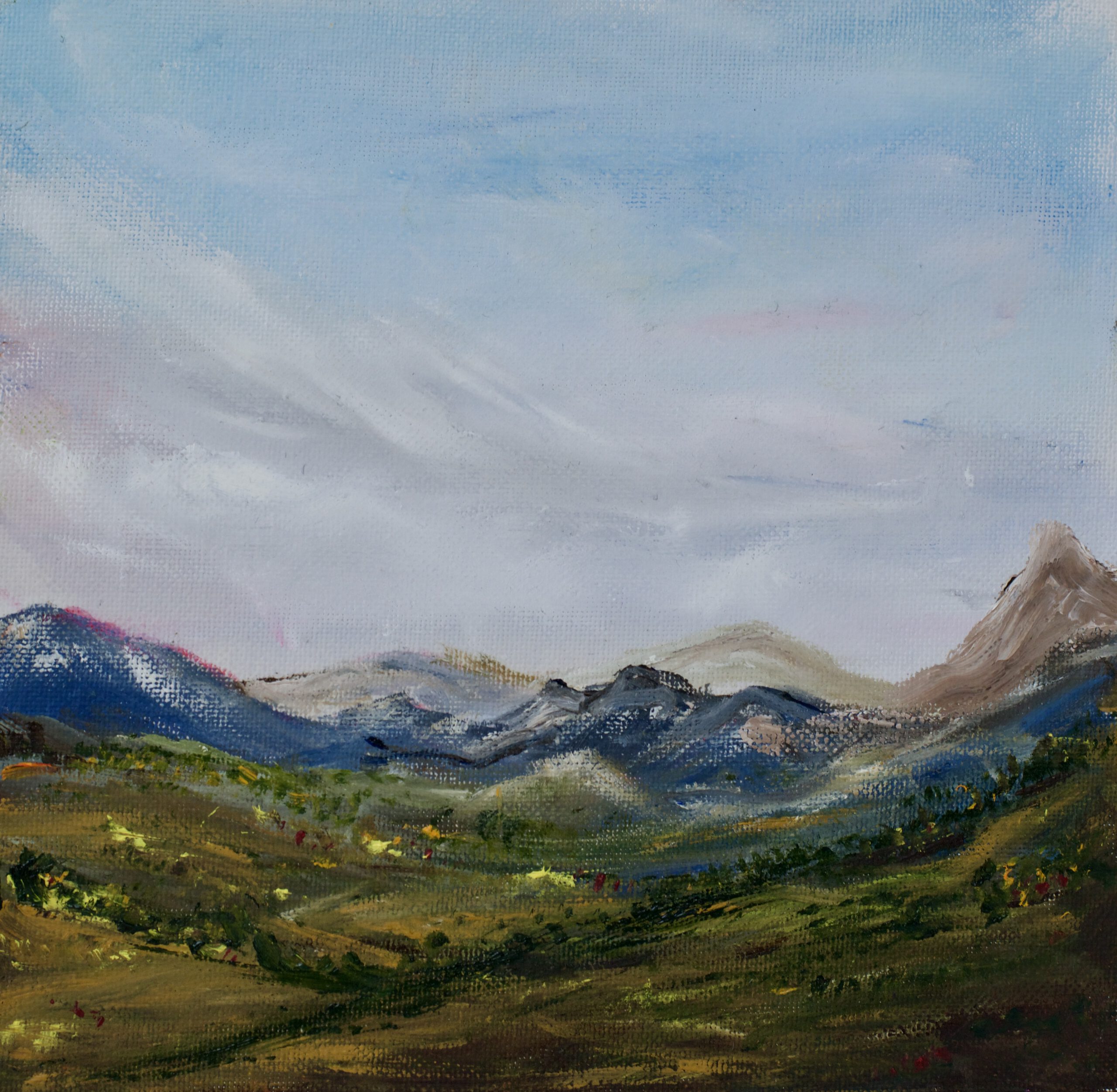 Alpine Landscape – Oil Painting (25.4 × 25.4 cm)