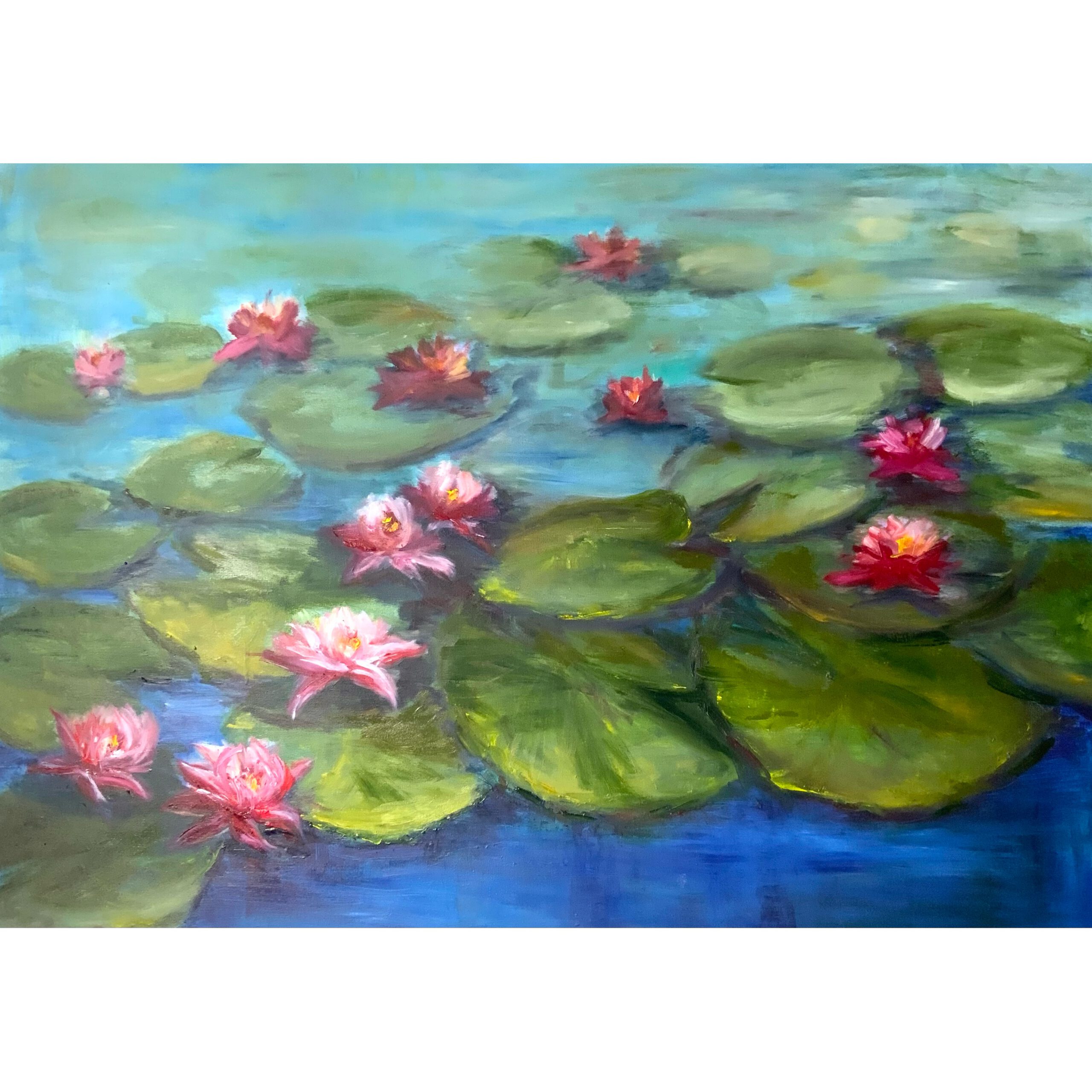Water Lilies  – Original Oil Painting (100×70 cm)