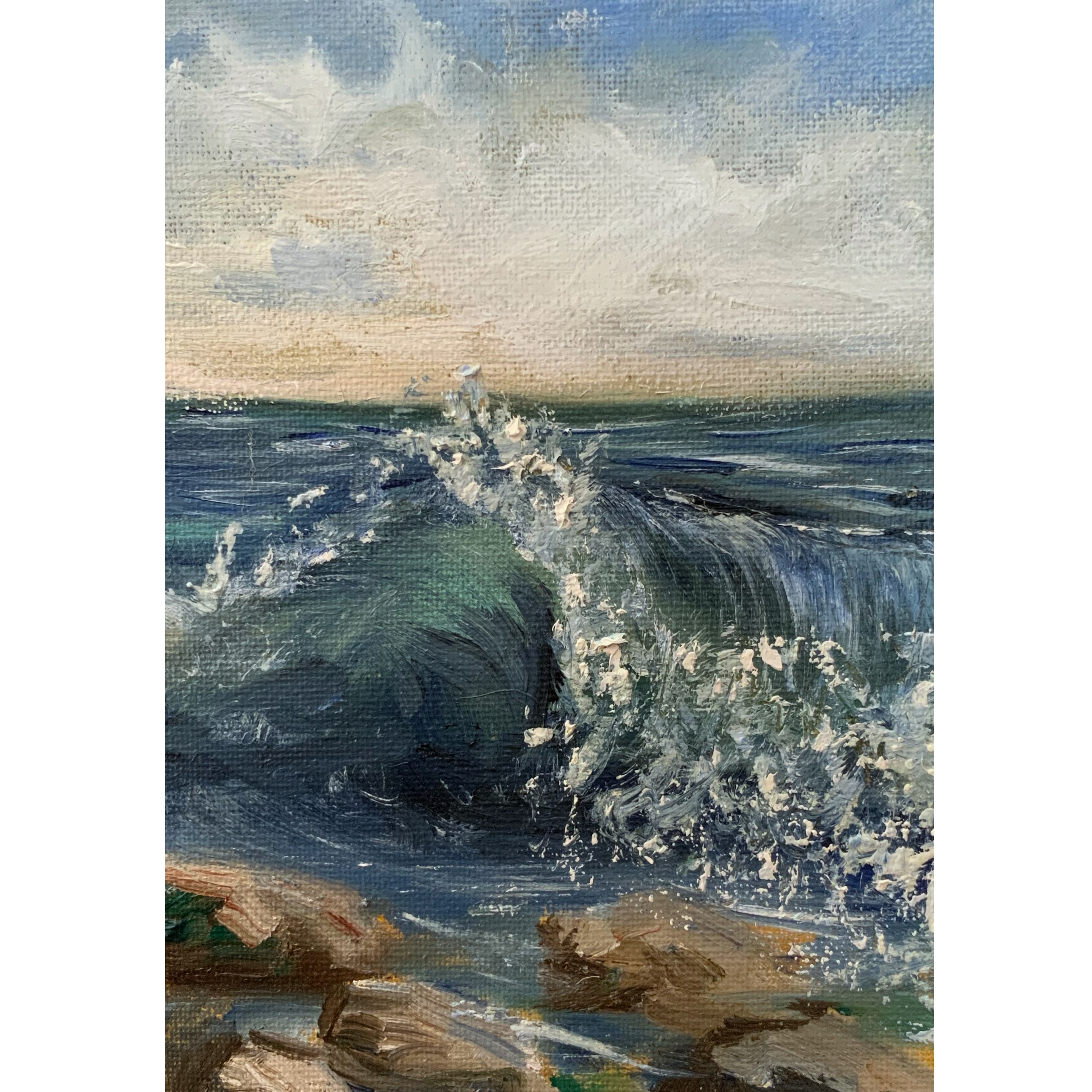 Breaking Wave – Original Seascape Oil Painting (18×13 cm)