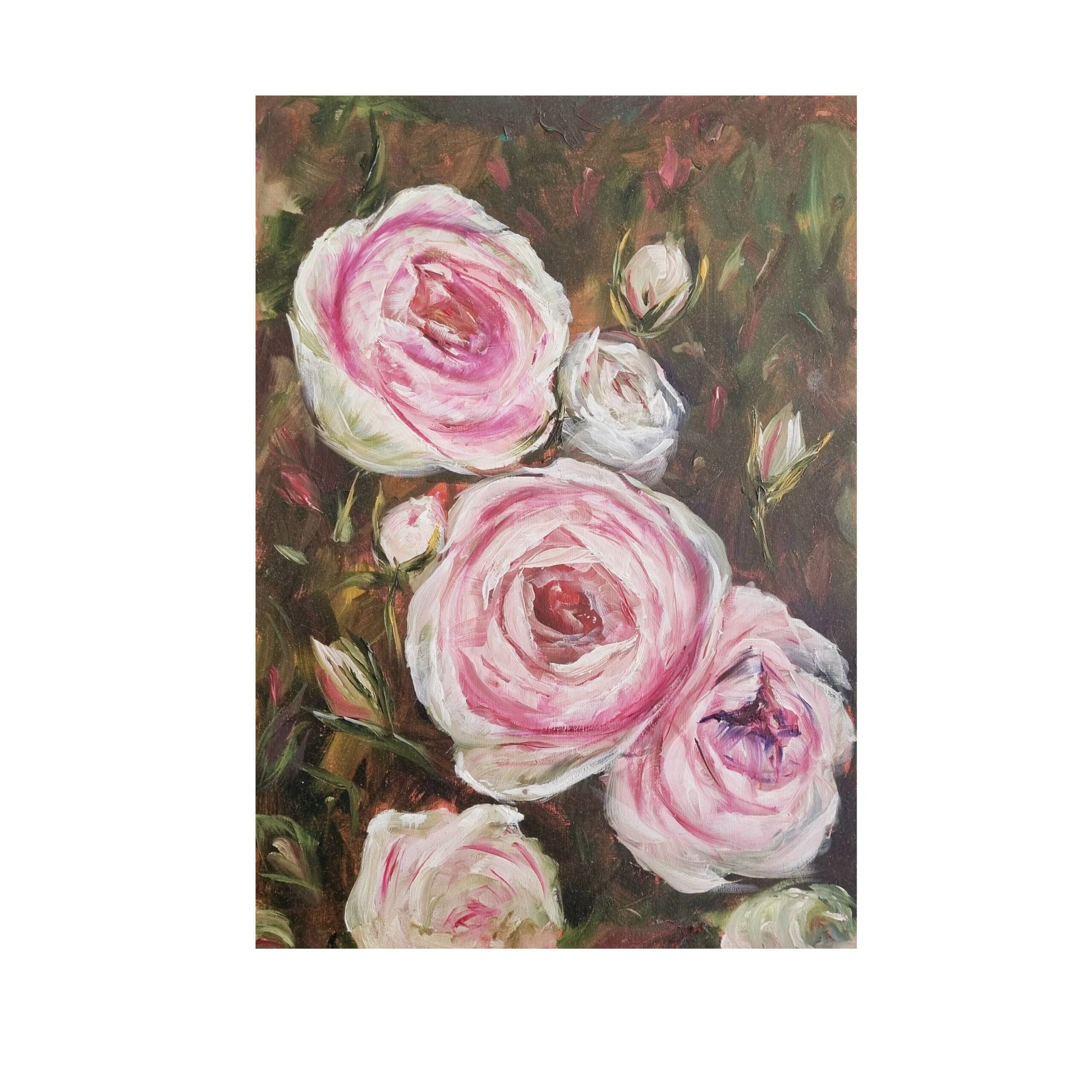 Pink Ranunculus Flower Painting – Floral Wall Art (40 x 30 cm)